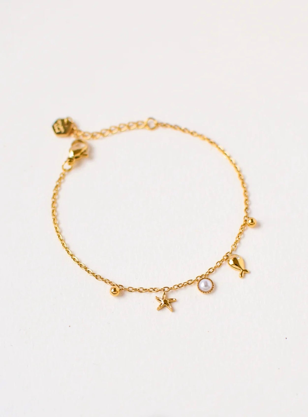 Bracelet Méria – Poisson, Étoile de Mer & Perle – Acier Inoxydable