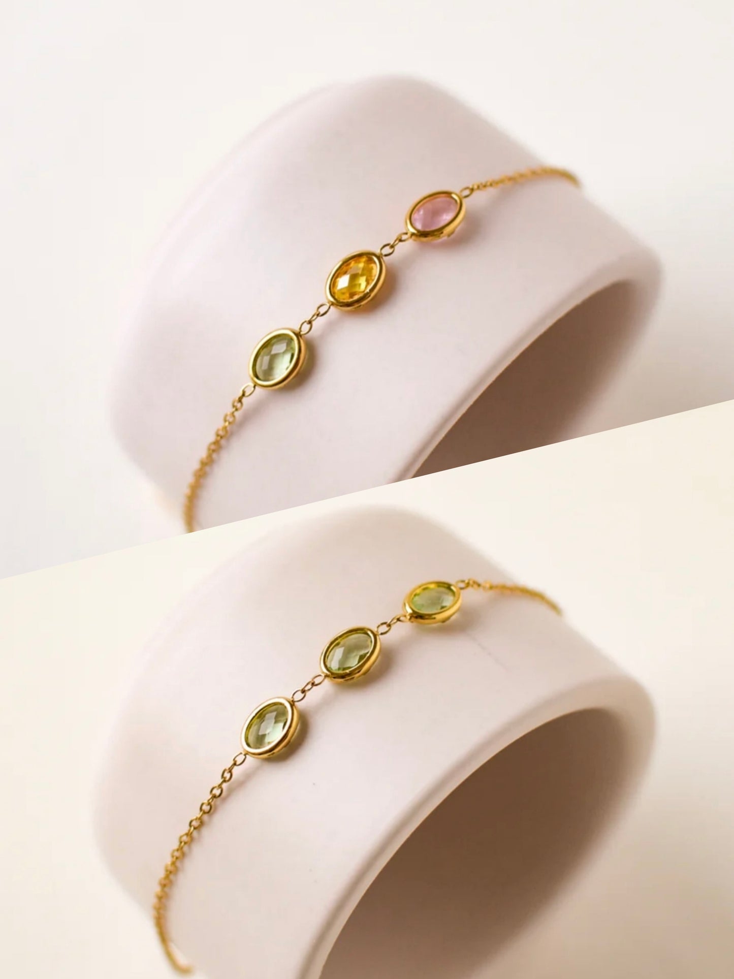 Bracelet Camila - 3 Cristaux Facettés Sertis – Acier Inoxydable Doré