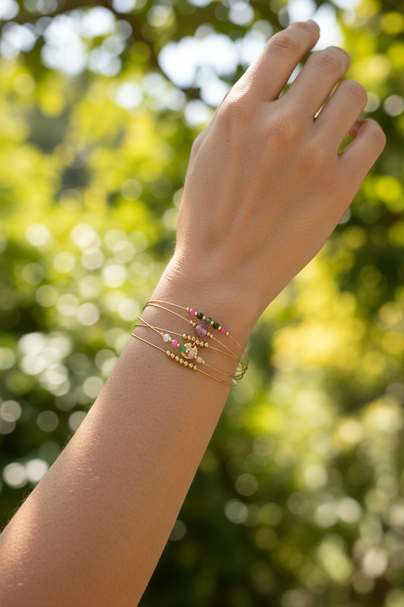 Bracelet Mira – Turquoise Africaine, Pierre de Soleil & Multicolore