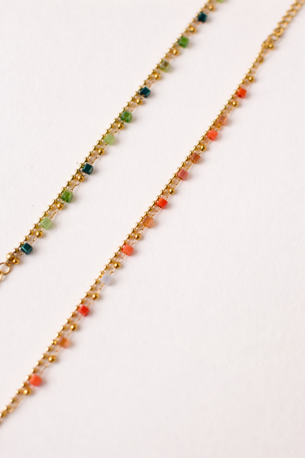 Bracelet Féria - Cristaux & Perles Dorées – Orange ou Vert – Acier Inoxydable