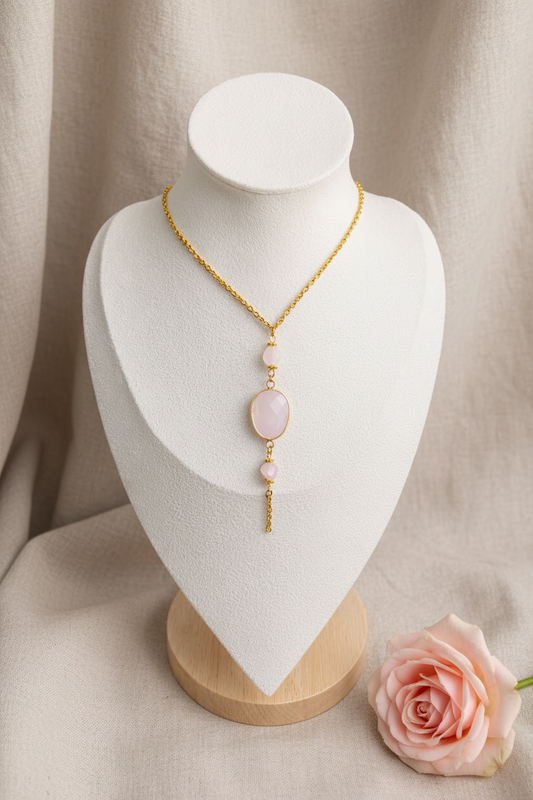 Collier Elora – Acier Inoxydable et Pierres Naturelles Pièce Unique - Fait Main