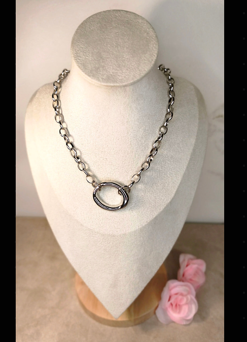 Collier Acier Inoxydable Chaîne Maillons Cercle Central - Rêve de Rose