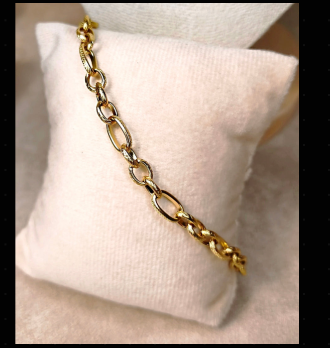 Bracelet Chaîne Maillons Ovales Texturés Dorés Personnalisable - Rêve de Rose