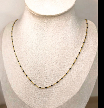 Collier Chaîne Fine Bicolore Doré et Noir Personnalisable - Rêve de Rose
