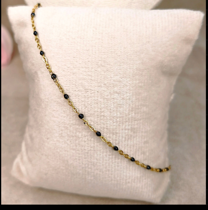 Bracelet Chaîne Fine Bicolore Doré et Noir Personnalisable - Rêve de Rose