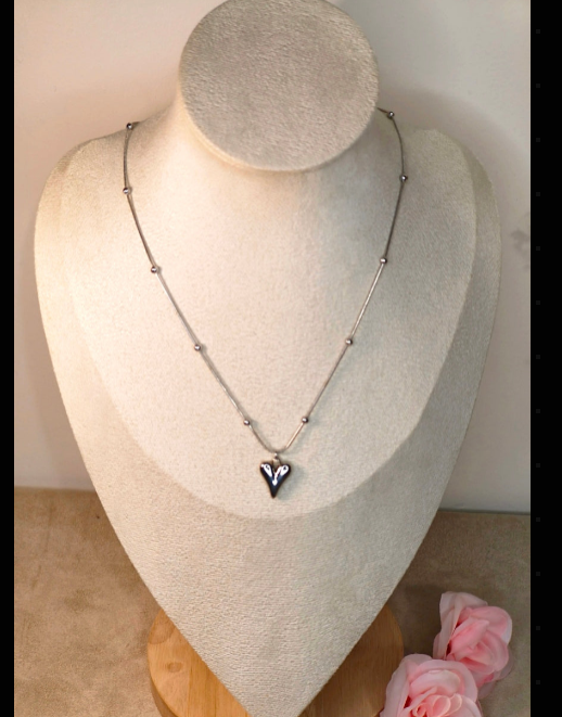 Collier Acier Inoxydable Chaîne Perles Cœur - Rêve de Rose